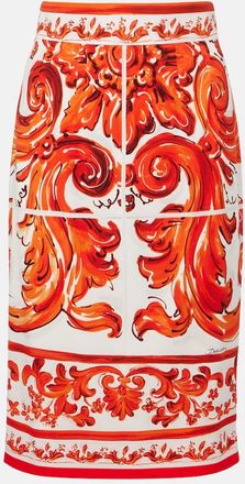 Dolce & Gabbana Majolica silk-blend charmeuse pencil skirt