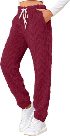 Generic Pyjama Bottoms Womens Long Flannel, Plush Trousers, Womens Teddy Fleece Trousers, Winter Pyjama Bottoms, High Waist Cuddly Trousers with Pockets, Jogg