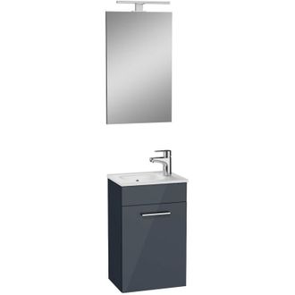 Vitra Mueble De Ba&ntilde;o Mia Set 39x61x28 Cm Con Espejo, Lavabo E Iluminaci&oacute;n Led, Gris. Antracita (miaset40a)