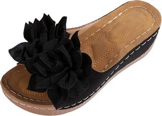 Generic Ladies Wedge Slippers Casual Open Toe Summer Sandals Stylish Comfortable Breathable Versatile Wide Fit Slip On Slippers Beach Leisure