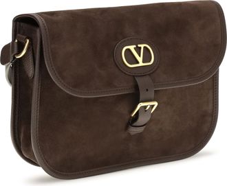 Valentino Garavani Mens Antibes Suede Shoulder Bag Testa Di Moro-Oak Brown Calf Leather Bos Taurus Moro/oak