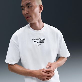 Nike Mens Wrestling Max90 T-Shirt in White | APS506NAWR-WHT