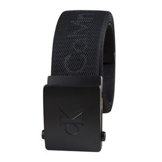 Calvin Klein Mens Casual Military Buckle-Adjustable Web Belts-1 Pack and 3 Pack Options, Double Black, Medium (34-36)