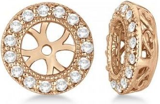 Allurez Vintage Round Cut Diamond Earring Jackets 14k Rose Gold (0.34ct)
