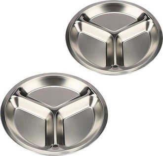 OEM Juego De 2 Platos De Acero Inoxidable Con 3 Compartimentos, 26 Cm