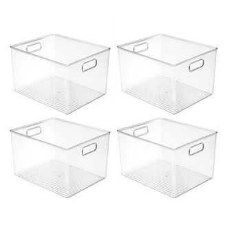 mDesign miDesign Plastic Closet Storage Organizer Container Bin, Handles - 4 Pack, USA Made in Clear at Nordstrom