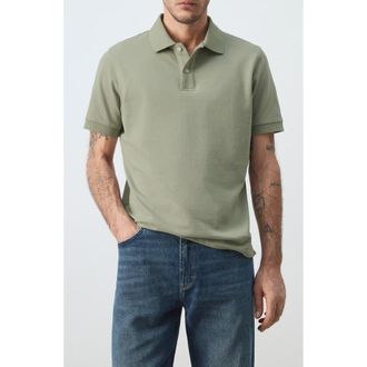 Mango Regular Fit Cotton Piqu&eacute; Polo in Mint Green at Nordstrom, Size X-Small