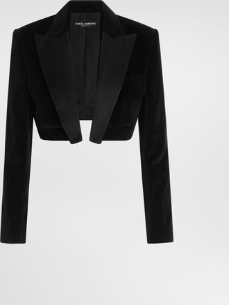 Dolce & Gabbana Velvet Spencer Tuxedo Jacket - Woman Blazers Black 40