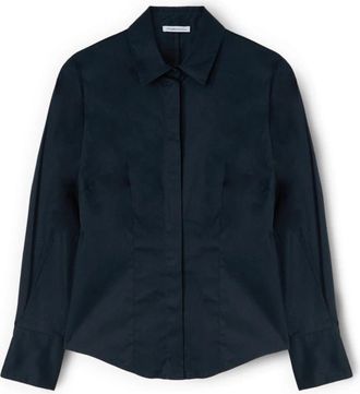 Motivi Katoenen Poplin Shirt - Dames - Overhemden - Blauw - S - Katoen - Overhemden