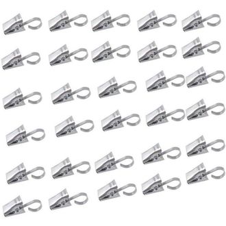 OEM Juego De 50 Ganchos De Acero Inoxidable Para Cortina De Ducha Con Clips, Decoraci&oacute;n Del Hogar, Color Plata. - Crezuo