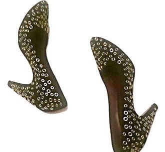 Prada Black and Gold Eyelet Pumps Size 36.5