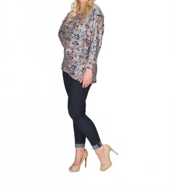 Papillon High Low Floral Sweater In Grey
