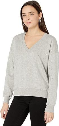 Michael Stars Linnea Sweatshirt Womens Heather Gray V-Neck Long Sleeve JDM573