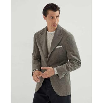 Brunello Cucinelli Mens Old Khaki Wool Silk Blend Blazer, Size 50