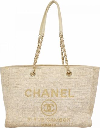 Chanel Beige Tweed Tote Bag (Pre-Owned)