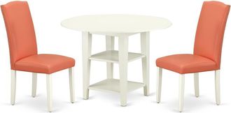 East West Furniture Dining Room Set Linen White, SUEN3-LWH-78