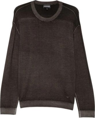 Emporio Armani Virgin Wool Pullover - Heren - Ronde hals truien - Bruin - L - Wol - Truien & Vesten