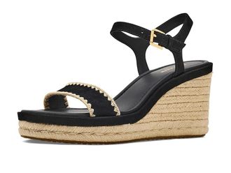Cole Haan Cloudfeel Asbury Espadrille Wedge Sandals Womens Dress Sandals Black Suede/Raffia : 10.5 B - Medium, Leather