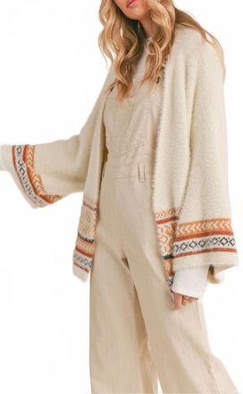 Sadie & Sage Womens Warm Up Fair Isle Fuzzy Cardigan In Ivory Multi