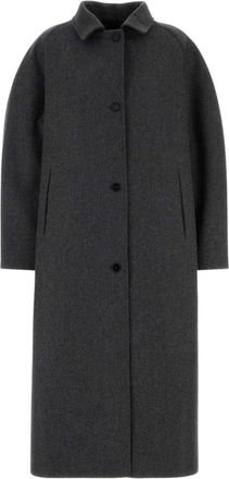 Jil Sander Wolmix Jas - Dames - Mantel - Grijs - L - Wol - Jassen