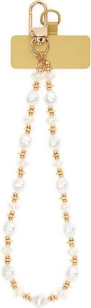 Chelsea28 Faux Pearl Beaded Phone Wrist Strap in White- Gold at Nordstrom