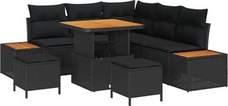 vidaXL Conjunto De Sof&aacute; De Jard&iacute;n Con Coj&iacute;n Negro Polirat&aacute;n Vidaxl
