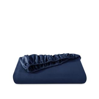 Bare Home 400 Thread Count Organic Cotton Sateen Fitted Sheet in Dark Blue at Nordstrom, Size Twin X-Long
