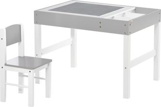 HOMCOM kids Table and Chair Set 2 in 1 Activity Play Table for Bricks w/Storage | TJ Hughes Grey