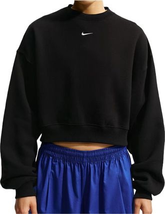 Nike (WMNS) Nike Studio Fleece Medium Weight Oversized Cropped Crew Total Black Sail IM8497-001
