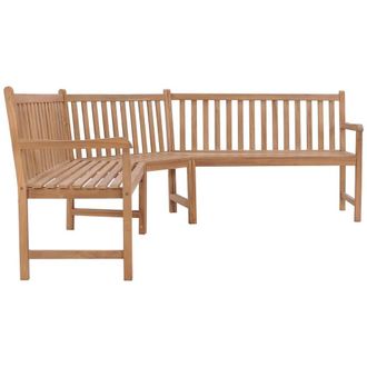 Berkfield Home Garden Corner Bench 185x185x90 cm Solid Teak Wood in Brown | Size: 185 x 185 x 90 cm
