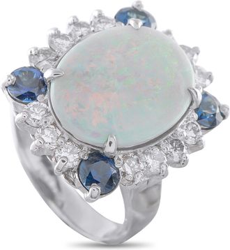 Luxury Bazaar 14K White Gold 1.40ct Diamond and Opal Ring MF20-050126