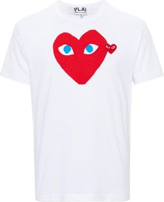 Comme Des Garçons White Crewneck Logo T-shirt