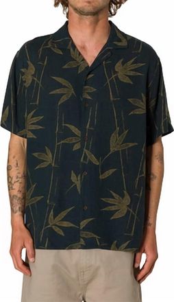 KATIN Mens Bamboo Short Sleeve Camp Collar Shirt In Washed Black