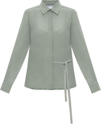 Max Mara Silk Turtleneck Shirt Golfo - Dames - Overhemden - Groen - S - Leer - Overhemden