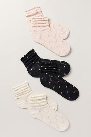 For Love & Lemons Pointelle Floral Crew Socks