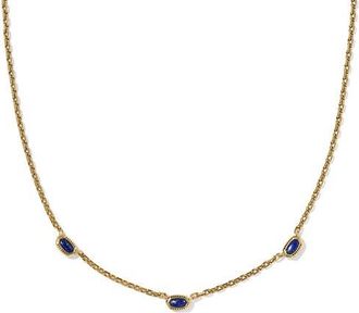 Kendra Scott Mini Elisa Three Stone Necklace in Blue Lapis at Nordstrom