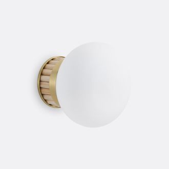 La Redoute Interieurs Wand- of plafondlamp, in messing, bamboe en opaline glas, DOLCE