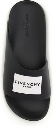 Givenchy Mens Rubber Slippers Label Slide Black Sandal