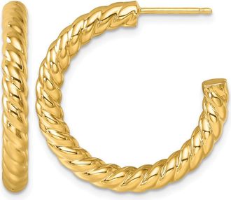 Diamond2Deal 14K Yellow Gold Twisted 3.5mm Post C-Hoop Earrings