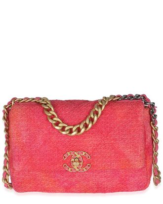 Chanel Pink Tweed Medium 19 Flap Bag (Authentic Pre-Loved)