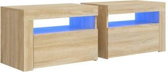 vidaXL Bedside Cabinets 2 pcs with LEDs Sonoma Oak 60x35x40 cm Vidaxl