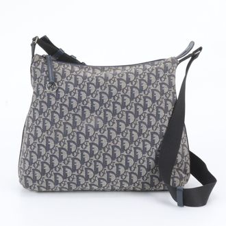 Dior Navy Leather Canvas Messenger Bag Shoulder Bag (Pre-Owned)