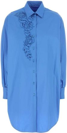 Ermanno Scervino Blue Embroidered Shirt