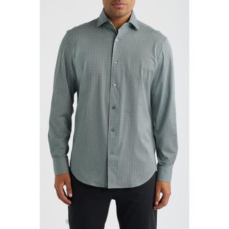 Bugatchi Devon OoohCotton Floral Print Long Sleeve Button-Up Shirt in Khaki at Nordstrom, Size Xx-Large