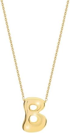 Jane Basch Puffed Initial Pendant Necklace in Gold - B at Nordstrom