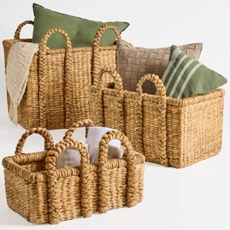 Best Choice Products 3PC Water Hyacinth Chunky Basket Set