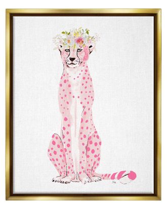 Stupell Industries Pink Leopard Floral Garland Framed Floater Canvas Wall Art By Patricia Pinto
