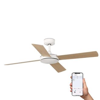 Faro Barcelona Ventilador sin luz plywood blanco mate 132x132x31 cm