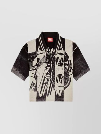 Diesel graphic print polo collar short sleeve sweater
