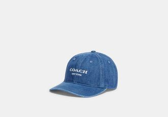 Coach Denim Baseball Hat in Blue, Size X-Small/Small